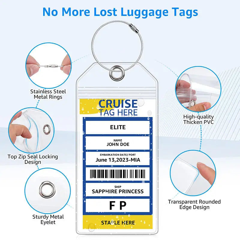Cruise Luggage Tag Holders – Waterproof (5 Pack)